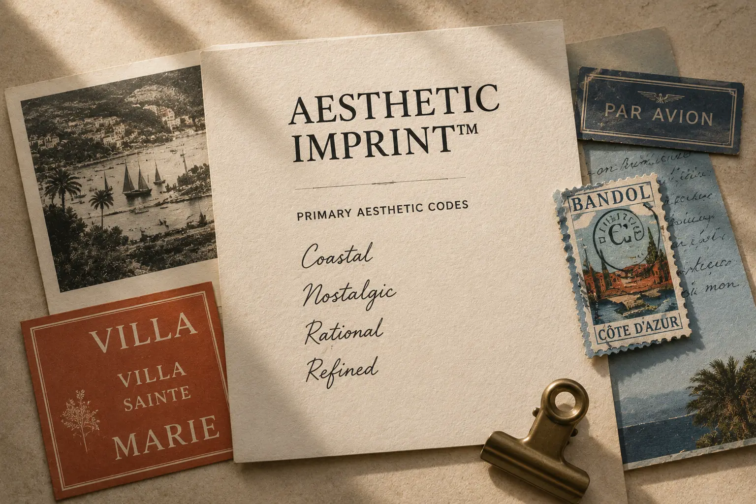 Aesthetic Imprint sample — primary aesthetic codes labelled Coastal, Nostalgic, Rational, Refined