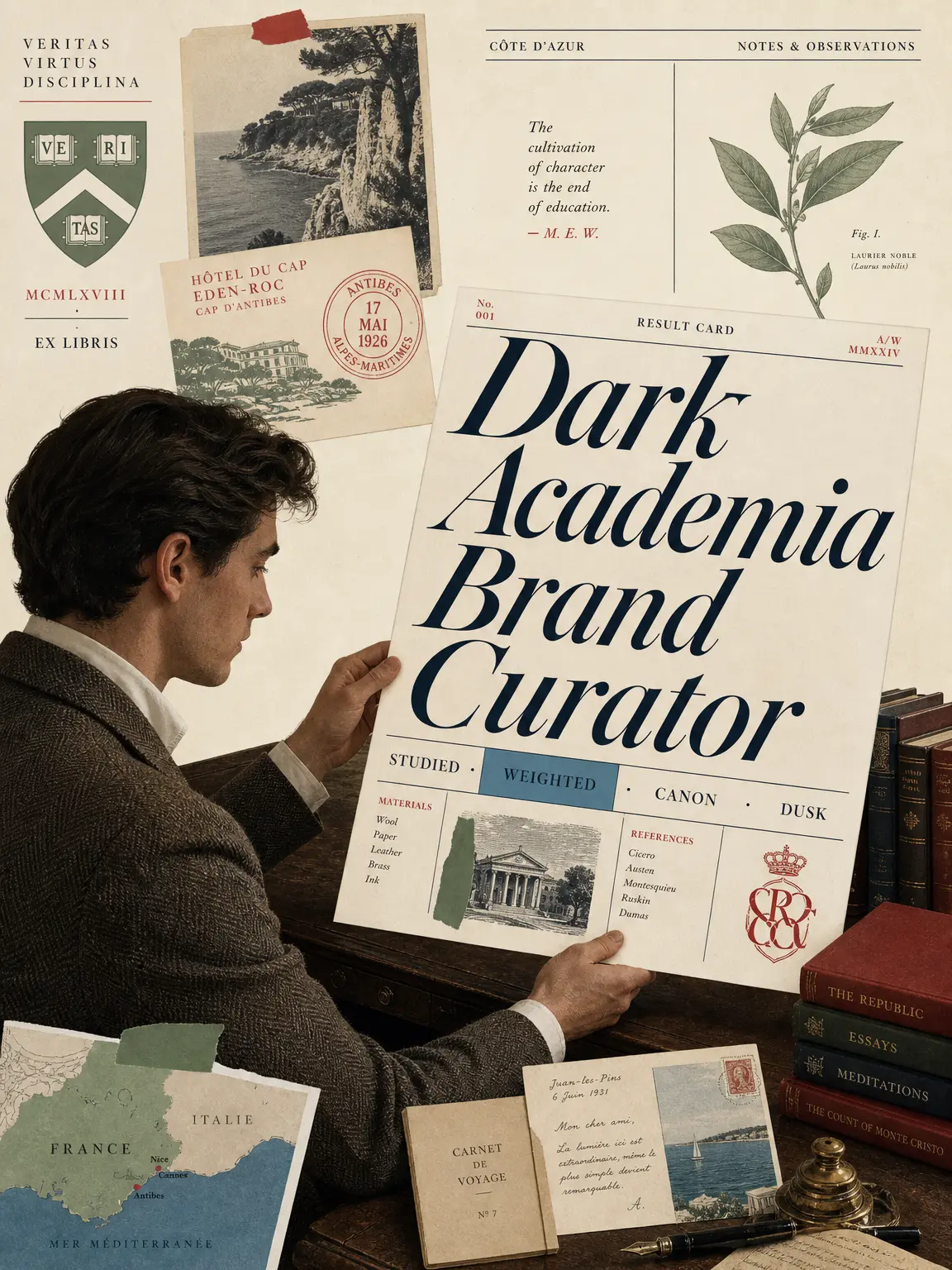 Brand Curator — editorial collage of selected objects assembled into a single coherent world.