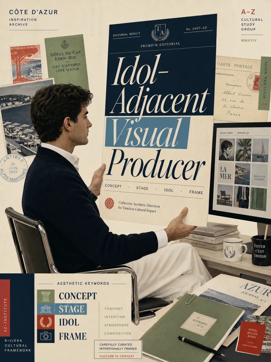 Idol-Adjacent Creator — editorial collage of fan-culture imagery treated as a serious visual language.